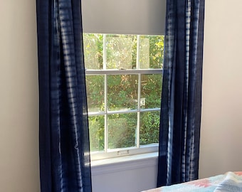 Boho Indigo Shibori Curtains (Set of 2): Tie Dye Bohemian Decor