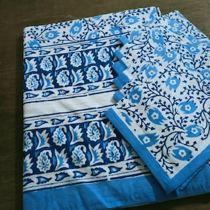 Indigo Blue Table Cloths Flower Design Cotton Table cover Hand Block Print Home Stead Table Cloths Table Cover Napkins Dinning Table Cloths