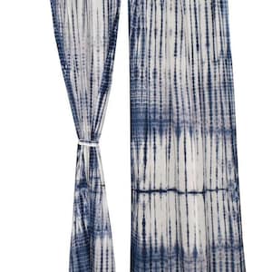 SET OF TWO Boho Tie Dye Indigo Shibori curtains, Hand Dyed cotton Bohemian curtains, Boho decor, Beach curtains, Blue and white curtains,