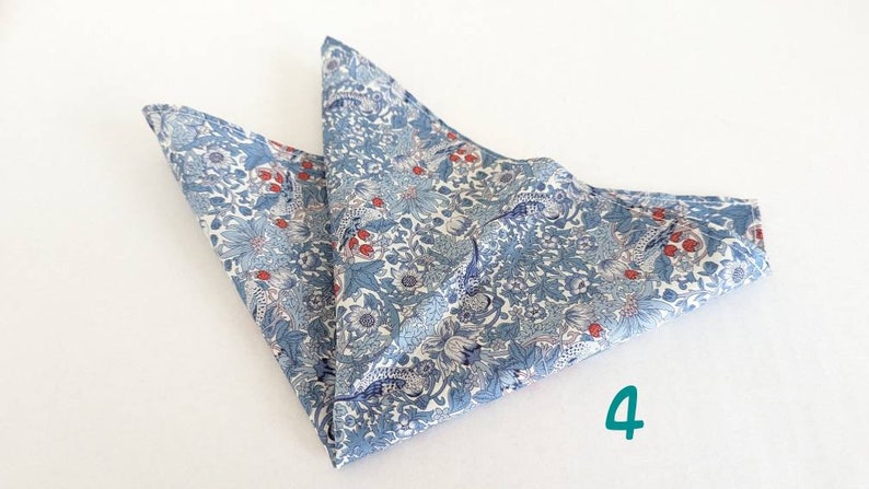 Hankies Liberty Print Handkerchief Pocket Square Liberty Strawberry Thief Eco Friendly Hankies Zero Waste Small Handkerchief Baby Wipes image 7