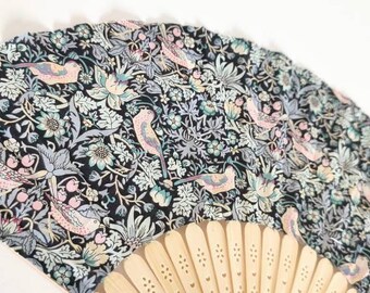 Hand Fan Liberty Print Hand Fan For Home Decor House Warming Gift Liberty Of London Strawberry Thief Hand Fan Favour Wedding