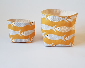 Panier en tissu à imprimé poisson : organiseur en toile pliable