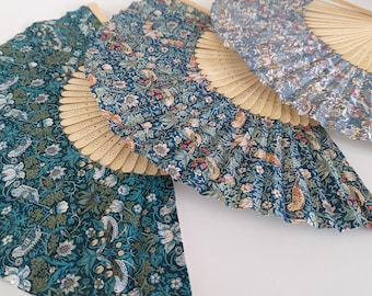 Liberty Print Hand Fan: Handmade Tana Lawn Fabric, Home Decor