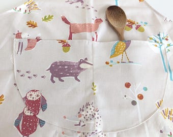 Forest Animal Apron: Adjustable Soft Canvas Cotton Apron With Pocket