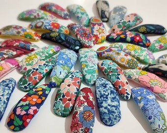 Liberty Print Hair Clips: Floral Fabric Snap Clips for Baby