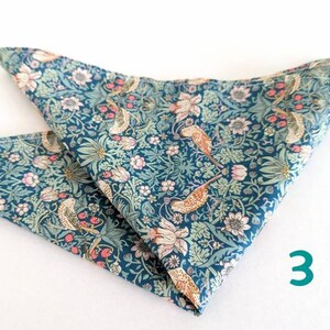 Hankies Liberty Print Handkerchief Pocket Square Liberty Strawberry Thief Eco Friendly Hankies Zero Waste Small Handkerchief Baby Wipes image 6