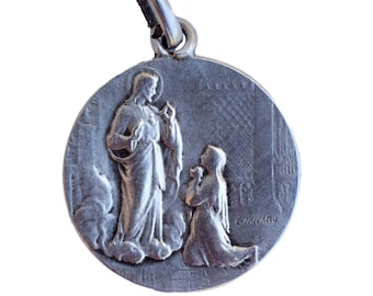 Antique The Eucharist Medal by Tricard  French Religious Sterling Silver Medal Pendant Necklace
