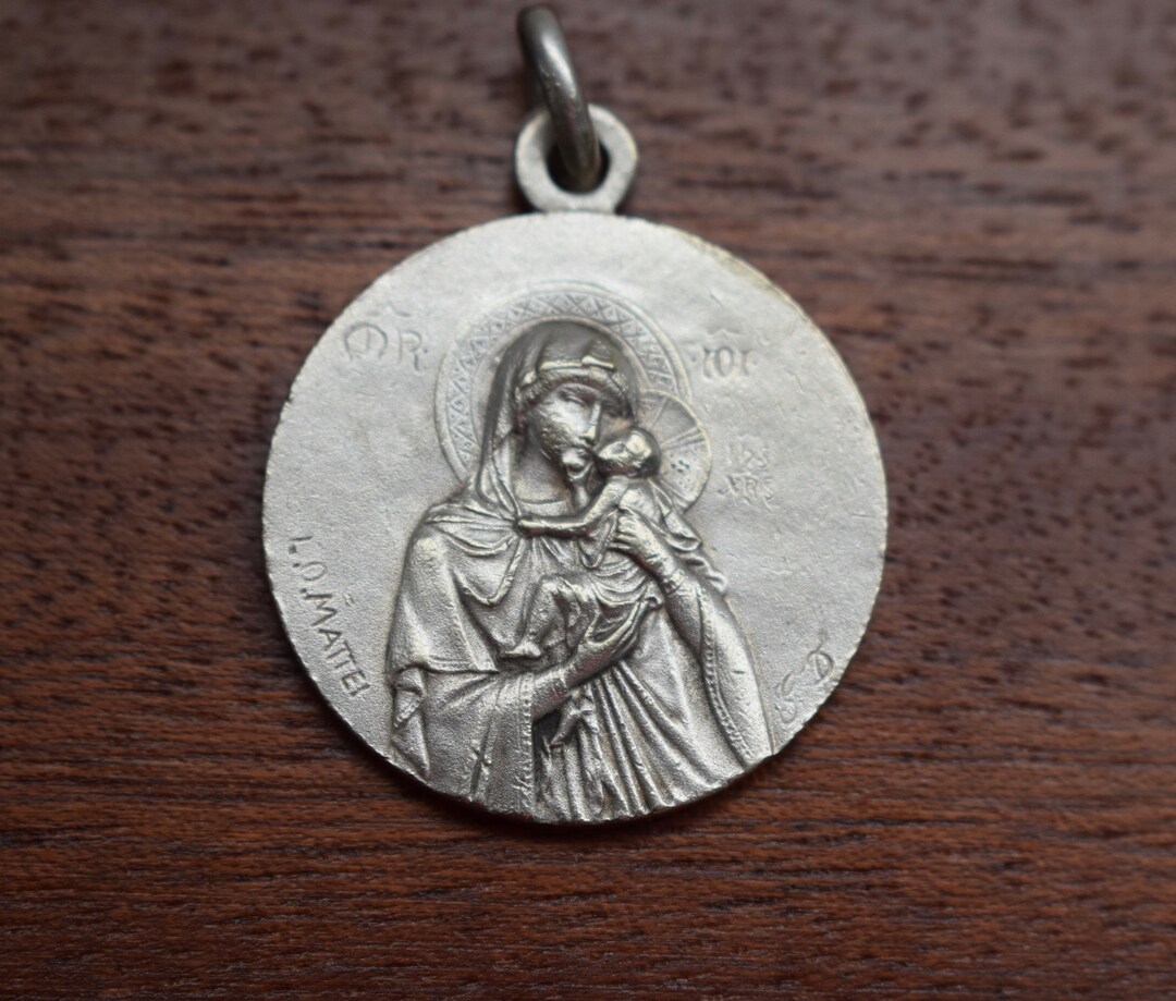 Madonna and Child Icon Medal Antique French Religious Medal by - Etsy ...