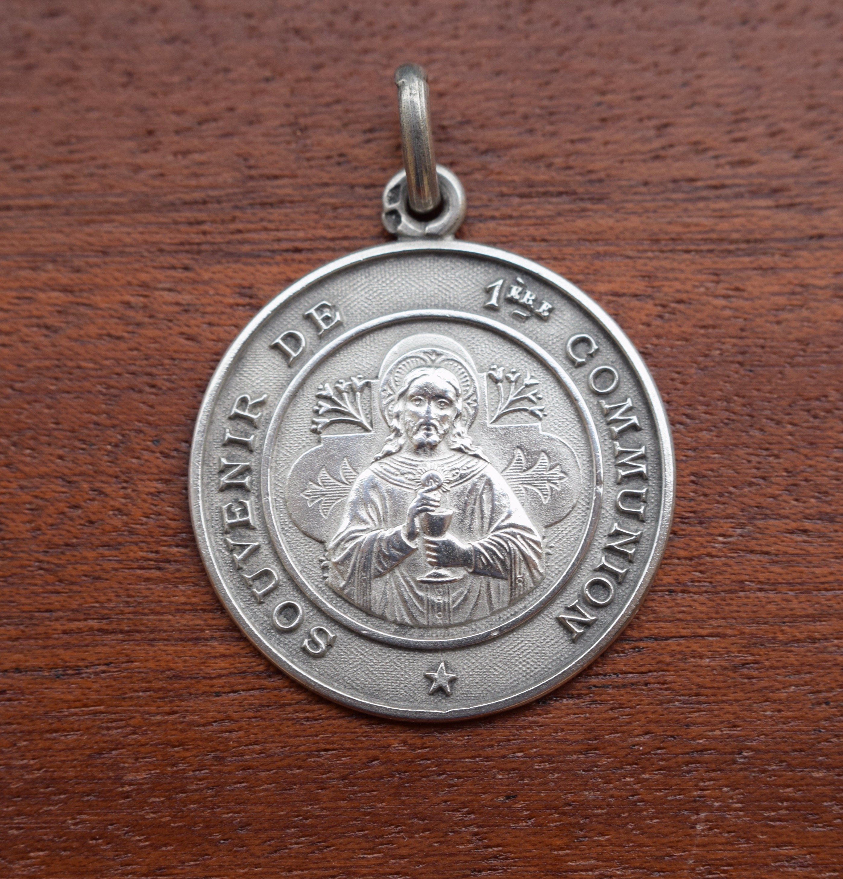 French Antique Eucharistic Medal Sterling Silver First Communion 1920