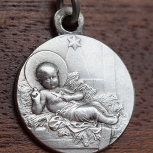 Jesus Christ Birth Medal  Antique French religious Pendant Bethleem
