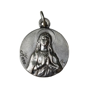 Virgin Mary Praying Medal Lourdes Grotto By Karo