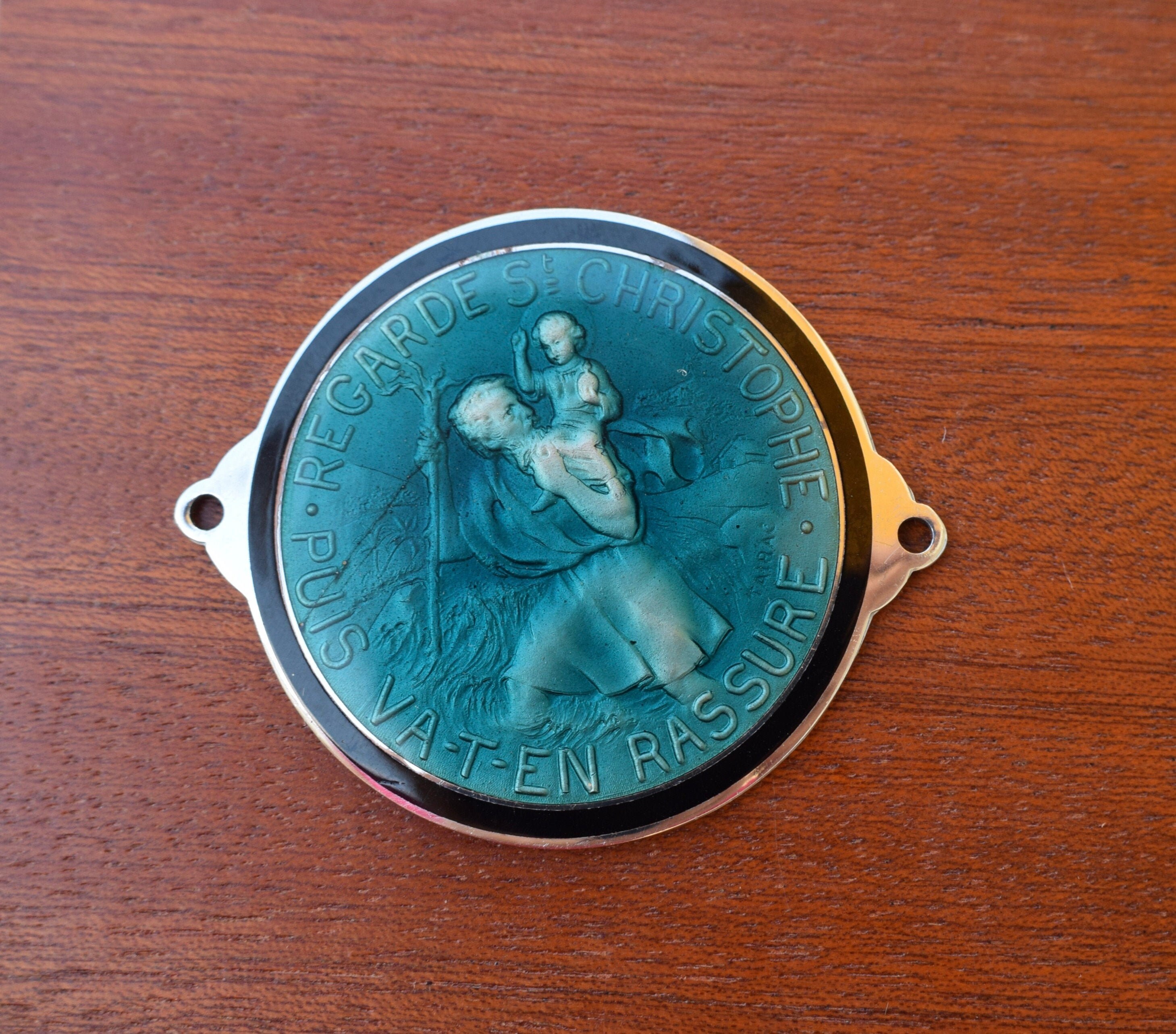 Médaille Antique de Saint Christophe, plaque voiture, Argent massif, Saint  Christopher Medal, Antique vehicle Plate, Lucky car & moto -  France