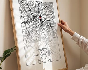 Custom Home Map Print, Personalized Housewarming Gift, Realtor Closing Gift