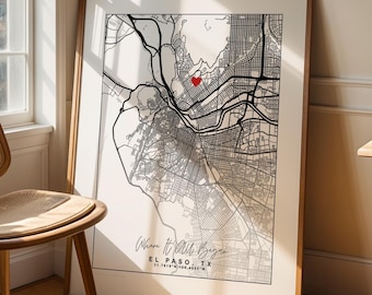 Personalized City Map Print, Custom Location Keepsake, Engagement Gift for Couples