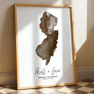 Custom New Jersey Watercolor Map Print, Anniversary Gift, Moving Gift (Digital Download)