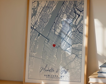 Personalized City Map Print, Custom Location Anniversary Gift