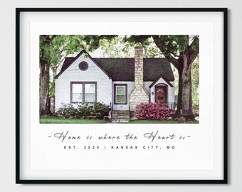Personalized Gift, Housewarming Gift, New Home Gift, House Illustration, Realtor Gift, Painting From Photo Anniversary Christmas Gift
