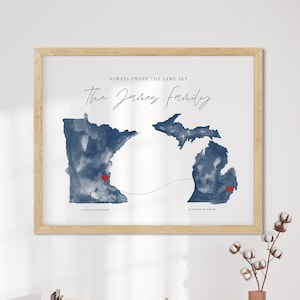 Personalized Family Gift, Long Distance Gift, Custom Family Map States, Moving Away Gift, Going Away Gift For Parents, Love Between Family