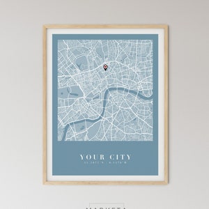 Mapa personalizado da cidade, qualquer cidade, mapa personalizado, impressão de mapa personalizado, mapa personalizado, sua cidade, arte de parede para impressão, download digital