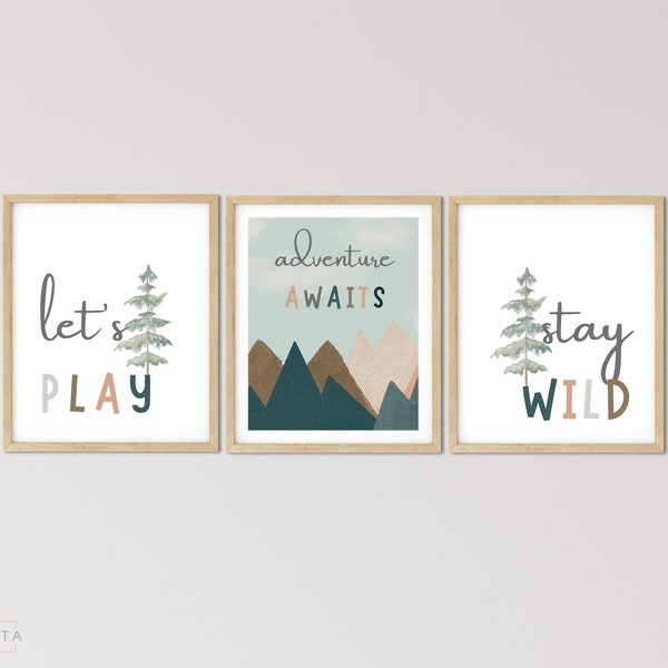 Set of 3 Boy Nursery Forest Nursery Wall Art , Woodland Art, Set of 3 Art Prints Neutral Nursery Print, Neutral Decor, Christmas Gift