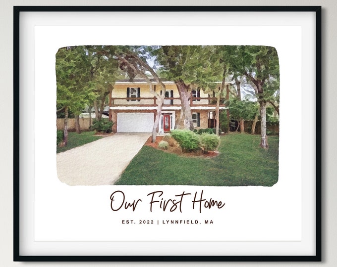 Custom House Portrait, House Portrait from Photo, Watercolor Home Portrait, Custom Housewarming Gift, Realtor Gift for Client, Closing Gift