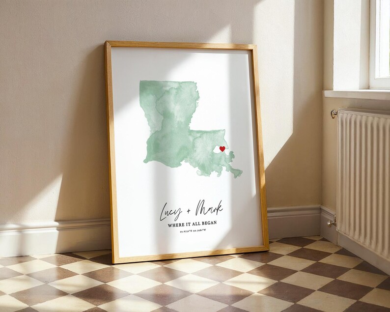 Impresión artística personalizada del mapa de Virginia Occidental, regalo de aniversario personalizado (descarga digital) imagen 6