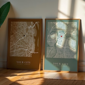 Custom City Map Print, Personalized Map Art, Modern Wall Decor (Digital Download)