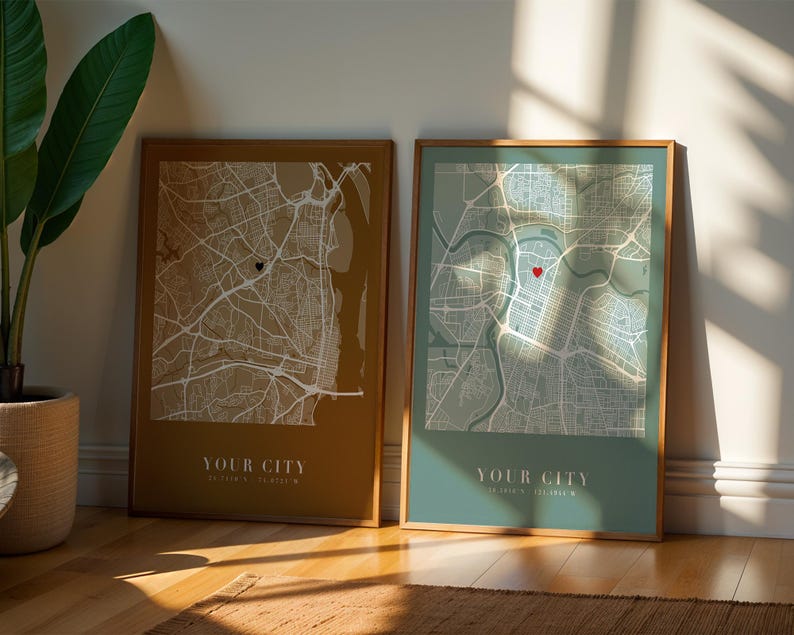Custom City Map Print, Personalized Map Art, Modern Wall Decor (Digital Download) image 1