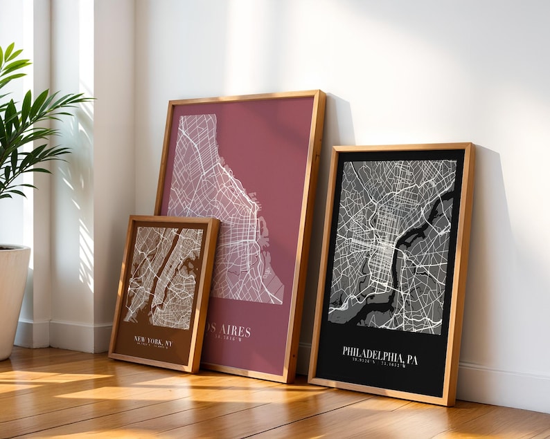 Custom City Map Print, Personalized Map Art, Modern Wall Decor (Digital Download) image 5