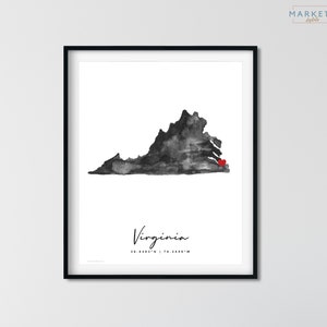 ❤️Virginia State Stadtplaner in Aquarell, Karte, Stadtplan, Stadtplaner, Karte, Stadtplan, Stadtplan, Stadtplan