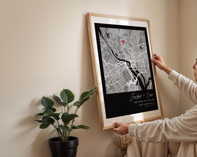 Personalized Where We Met Map Print, Custom Anniversary Wedding Gift (Digital Download) image 2