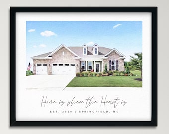 Personalized Digital House Portrait, Custom Watercolor House, New Home Gift, Realtor Closing Gift for client, Christmas Gift Idea