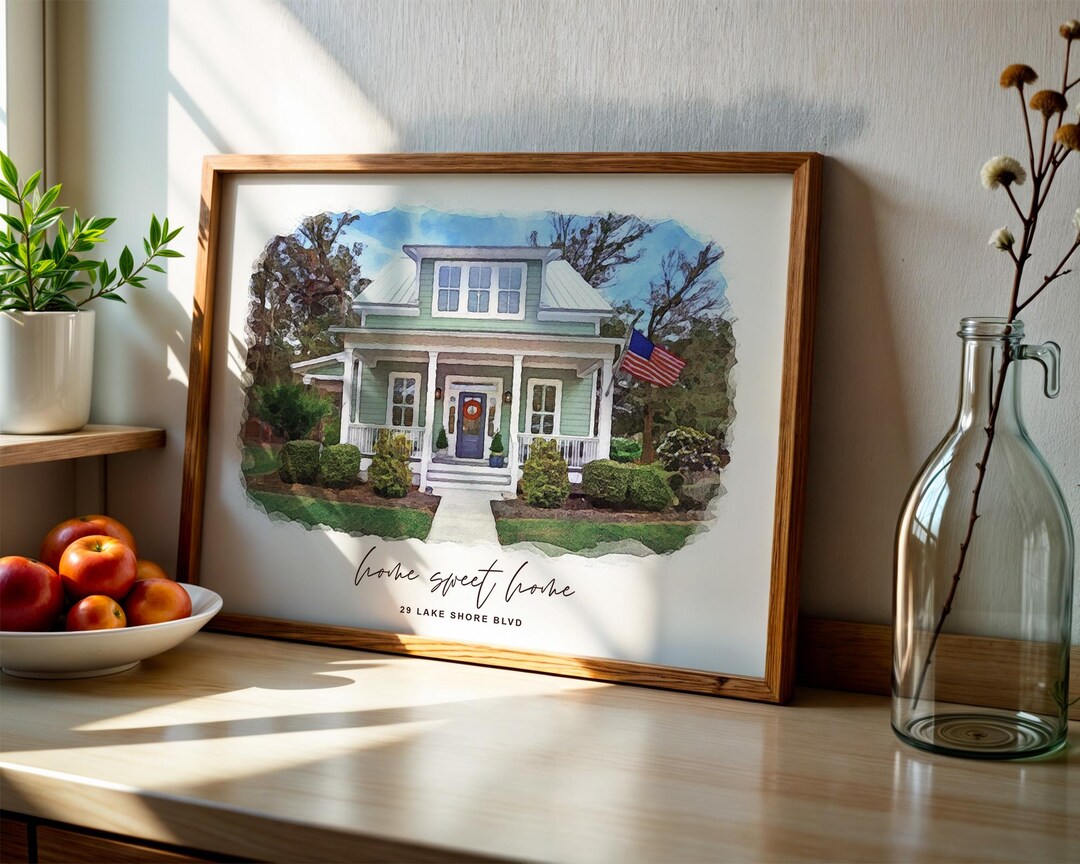 Personalized Watercolor Home Portrait • Custom House Illustration ...