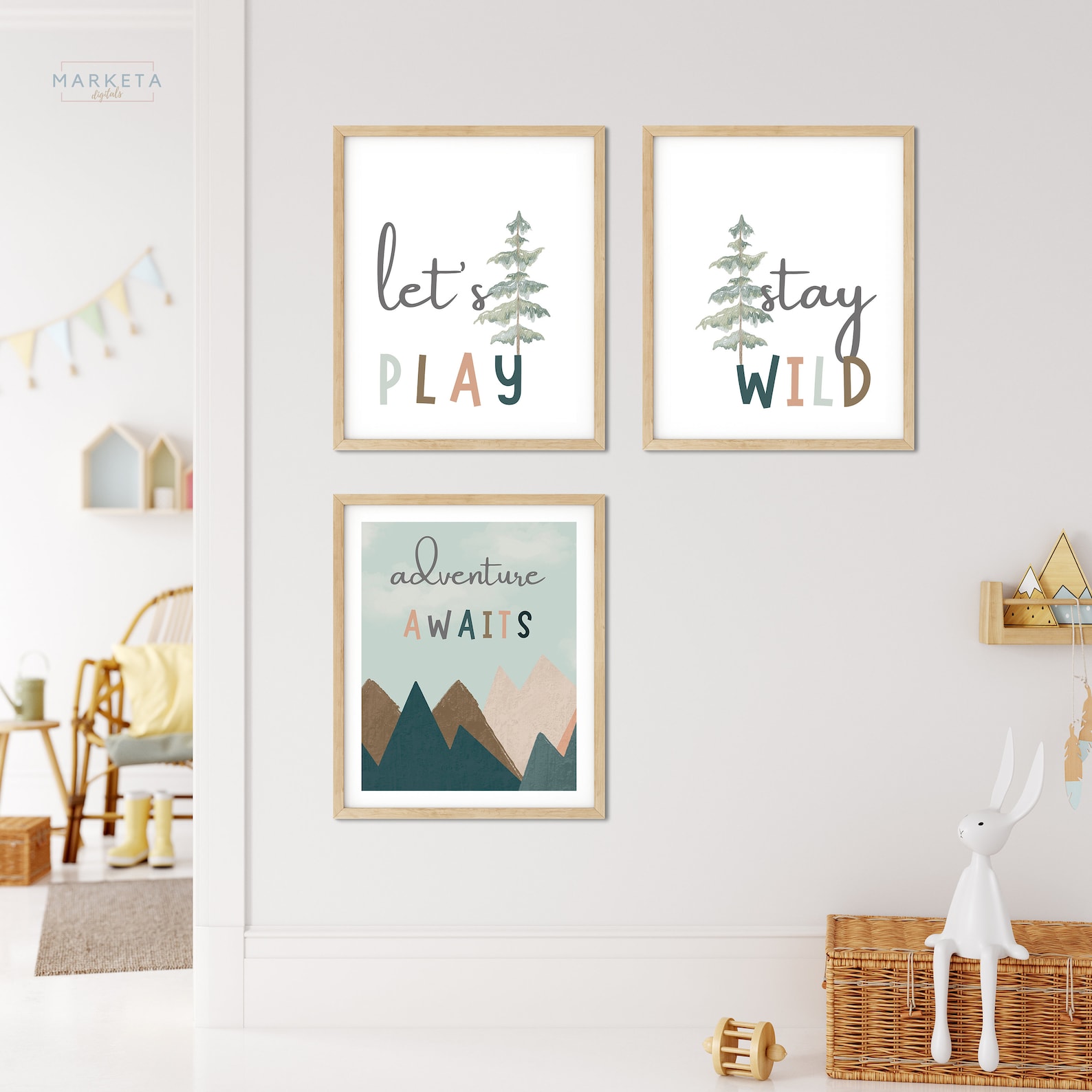 Set of 3 Boy Nursery Forest Nursery Wall Art Woodland Art Etsy