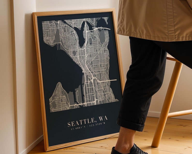 Custom City Map Print, Personalized Map Art, Modern Wall Decor (Digital Download) image 3