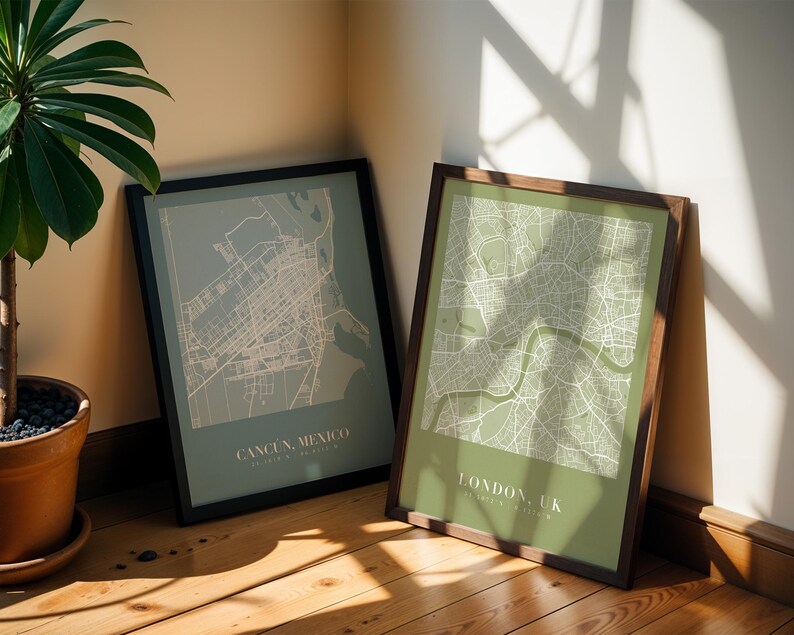 Custom City Map Print, Personalized Map Art, Modern Wall Decor (Digital Download) image 2