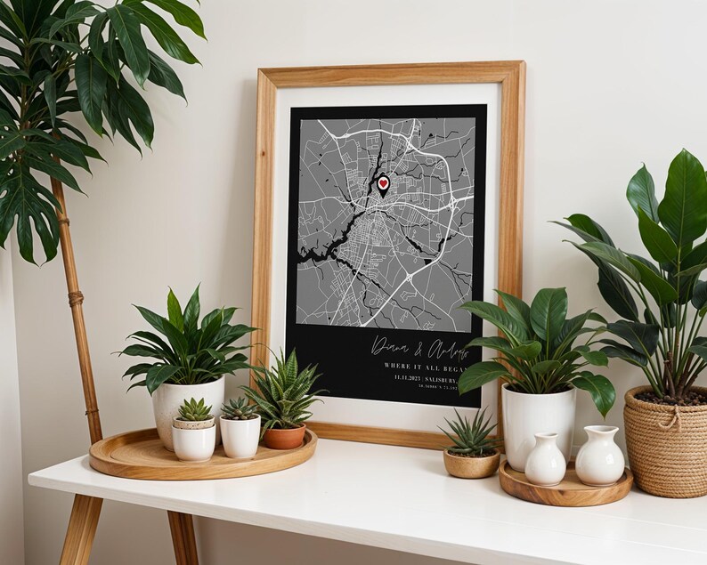 Personalized Where We Met Map Print, Custom Anniversary Wedding Gift (Digital Download) image 4