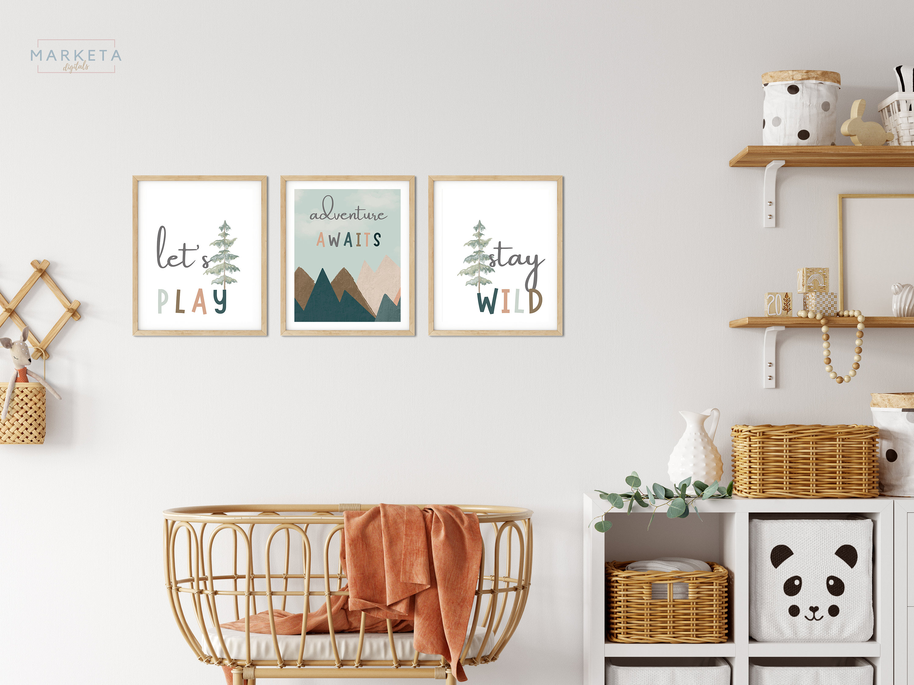 Set of 3 Boy Nursery Forest Nursery Wall Art Woodland Art Etsy