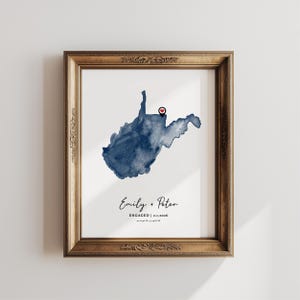 Impresión artística personalizada del mapa de Virginia Occidental, regalo de aniversario personalizado (descarga digital) imagen 3