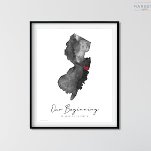 Cadeau personnalisé pour petite amie où nous nous sommes rencontrés, art de la carte, cadeau d&#39;anniversaire pour femme, premier anniversaire de petite amie pour elle, idée cadeau Noël