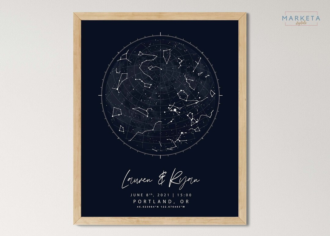 Custom Star Map, Unique Romantic Gift for Him or Her, Personalized ...