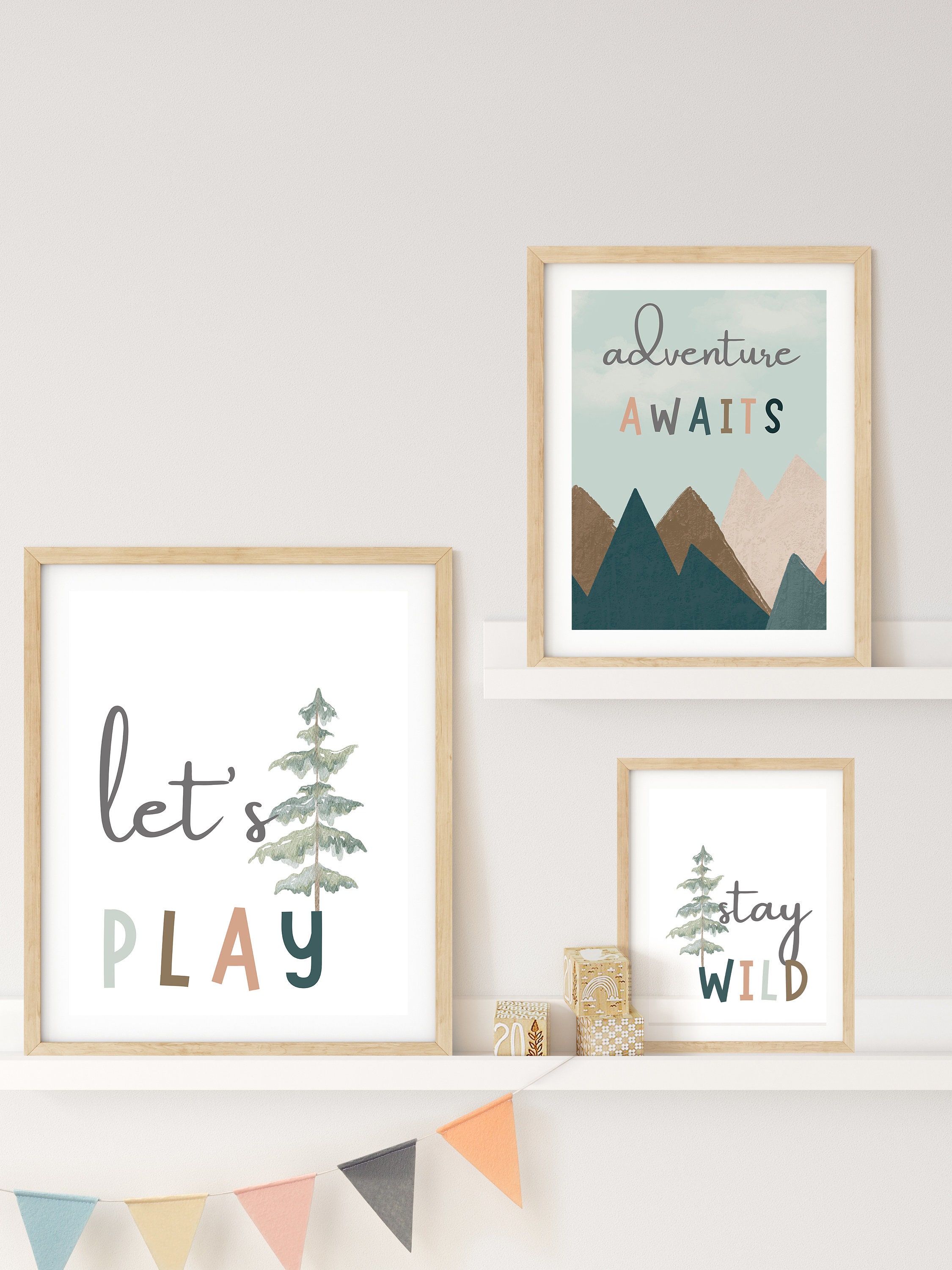 Set of 3 Boy Nursery Forest Nursery Wall Art Woodland Art Etsy