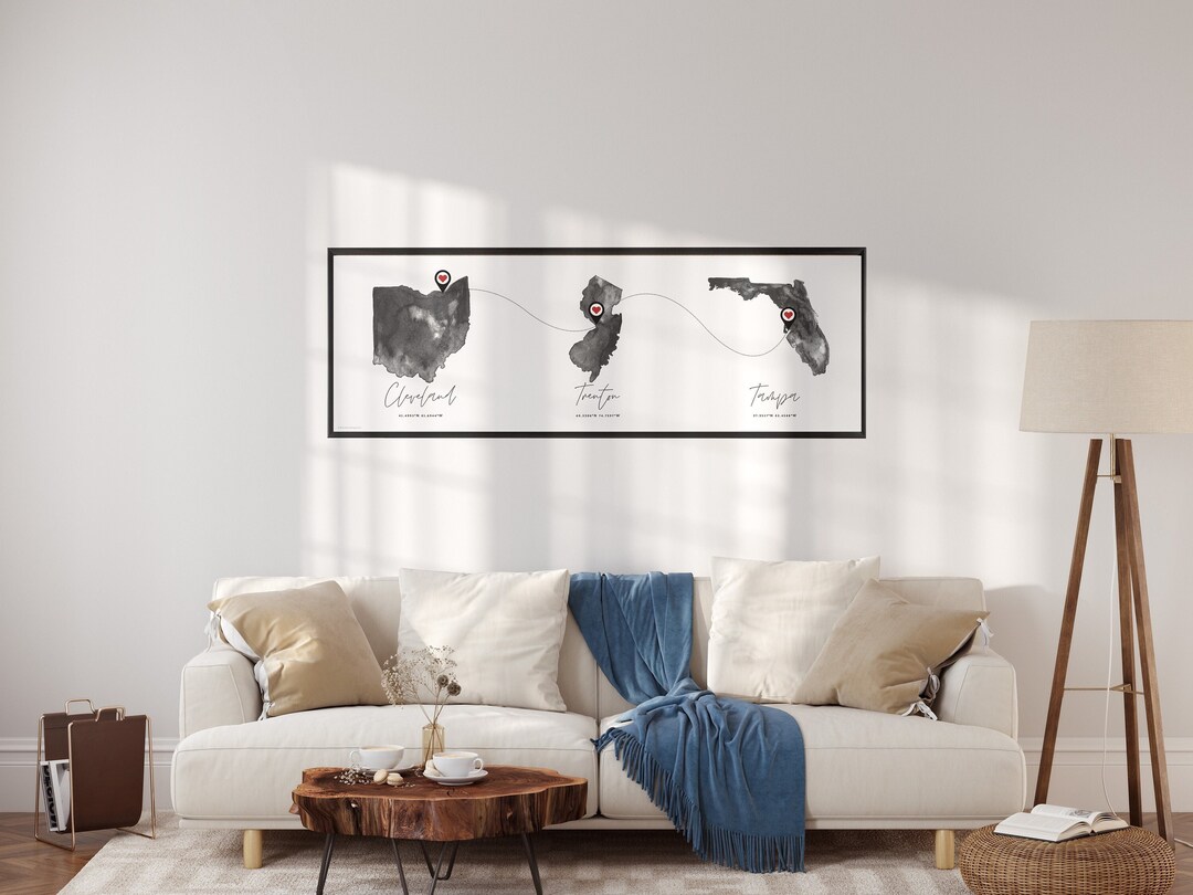 Personalized Long Distance Map, Long Distance Relationship Gift for