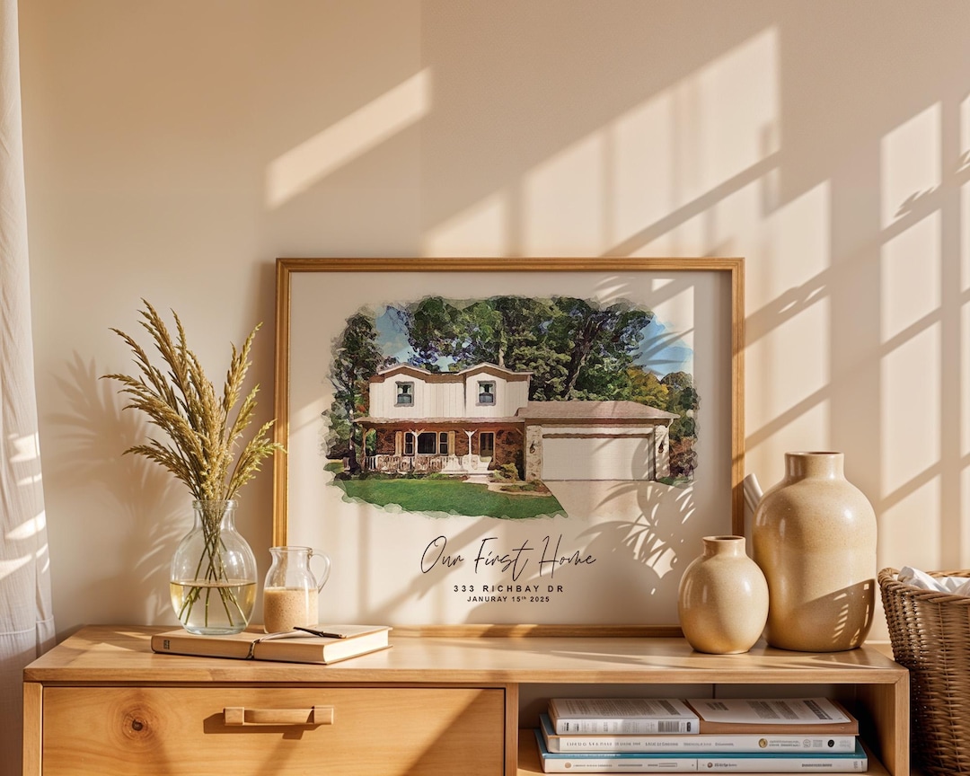 Personalized Watercolor House Portrait • Our First Home Illustration ...
