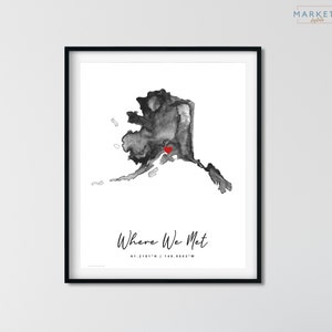Carte personnalisée du lieu où nous nous sommes rencontrés, premier rendez-vous, fiançailles, jour du mariage, carte imprimée du lieu, cadeau pour un anniversaire, cadeau d'anniversaire pour couple