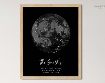 Digital Custom Star Map Print, Personalised Star Map Gift, Star Map Poster, Night Sky Print, Engagement Gift, Personalised Gift, Printable