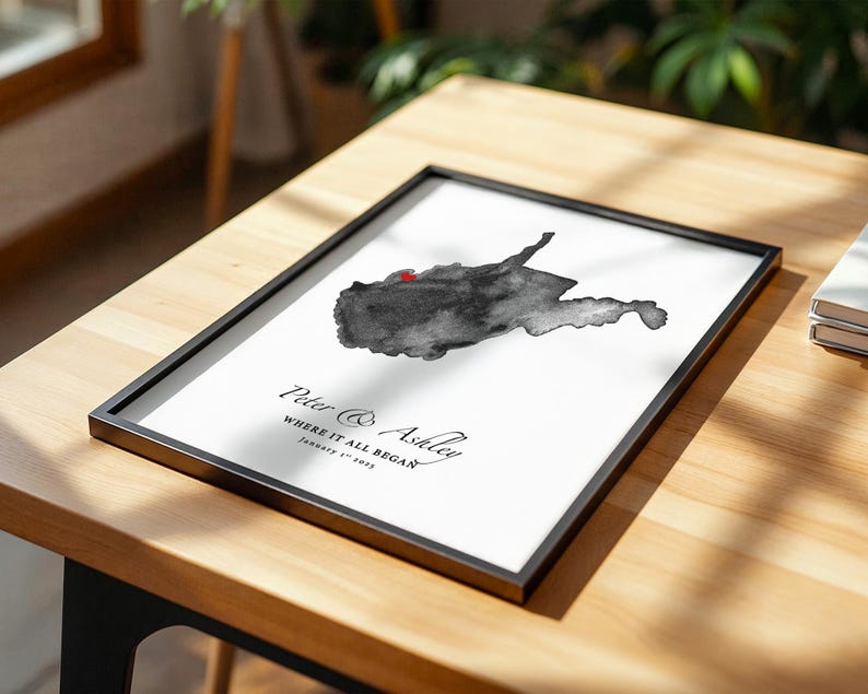 Impresión artística personalizada del mapa de Virginia Occidental, regalo de aniversario personalizado (descarga digital) imagen 2