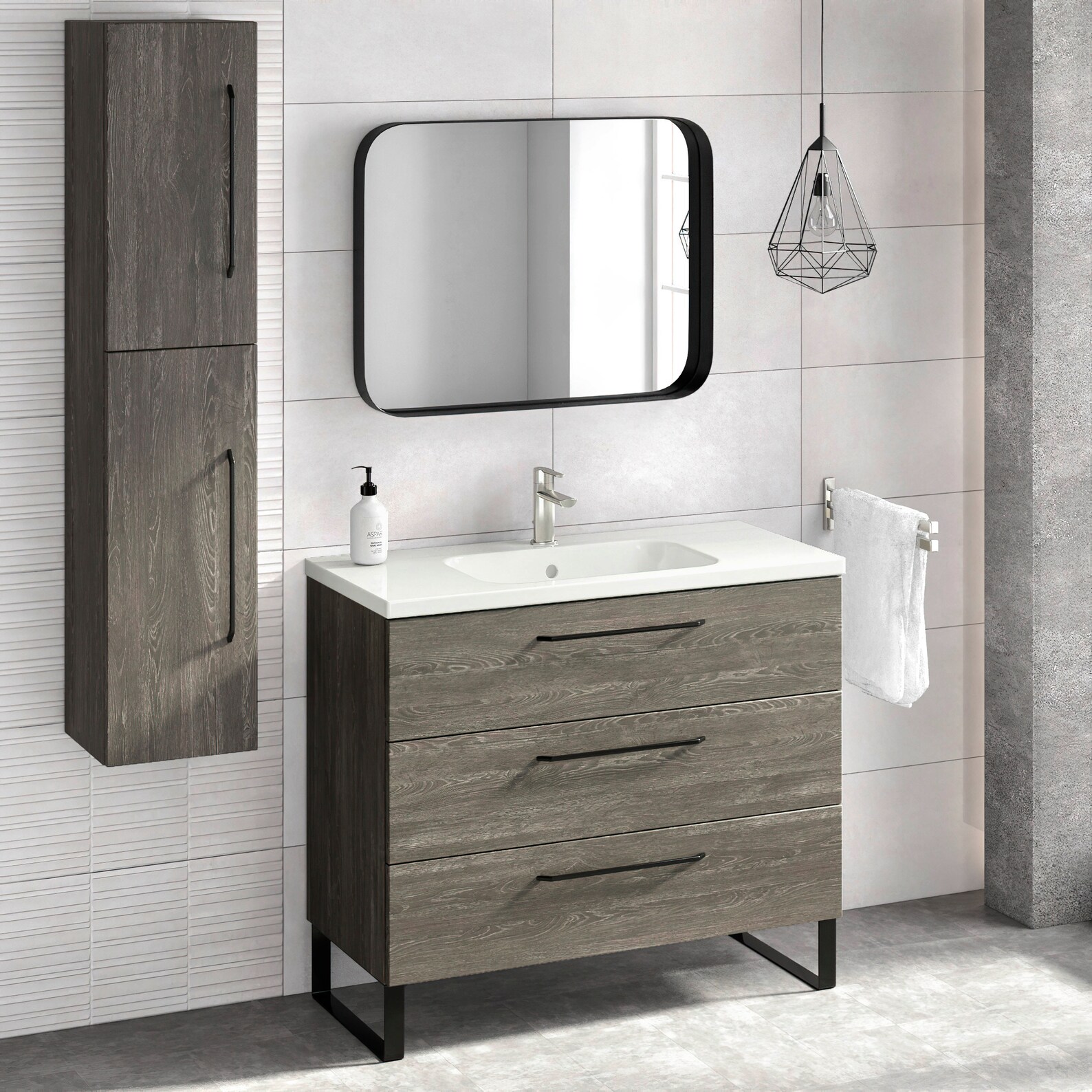 Bathroom Vanity Ceramic Sink Denver Charred Oak Etsy