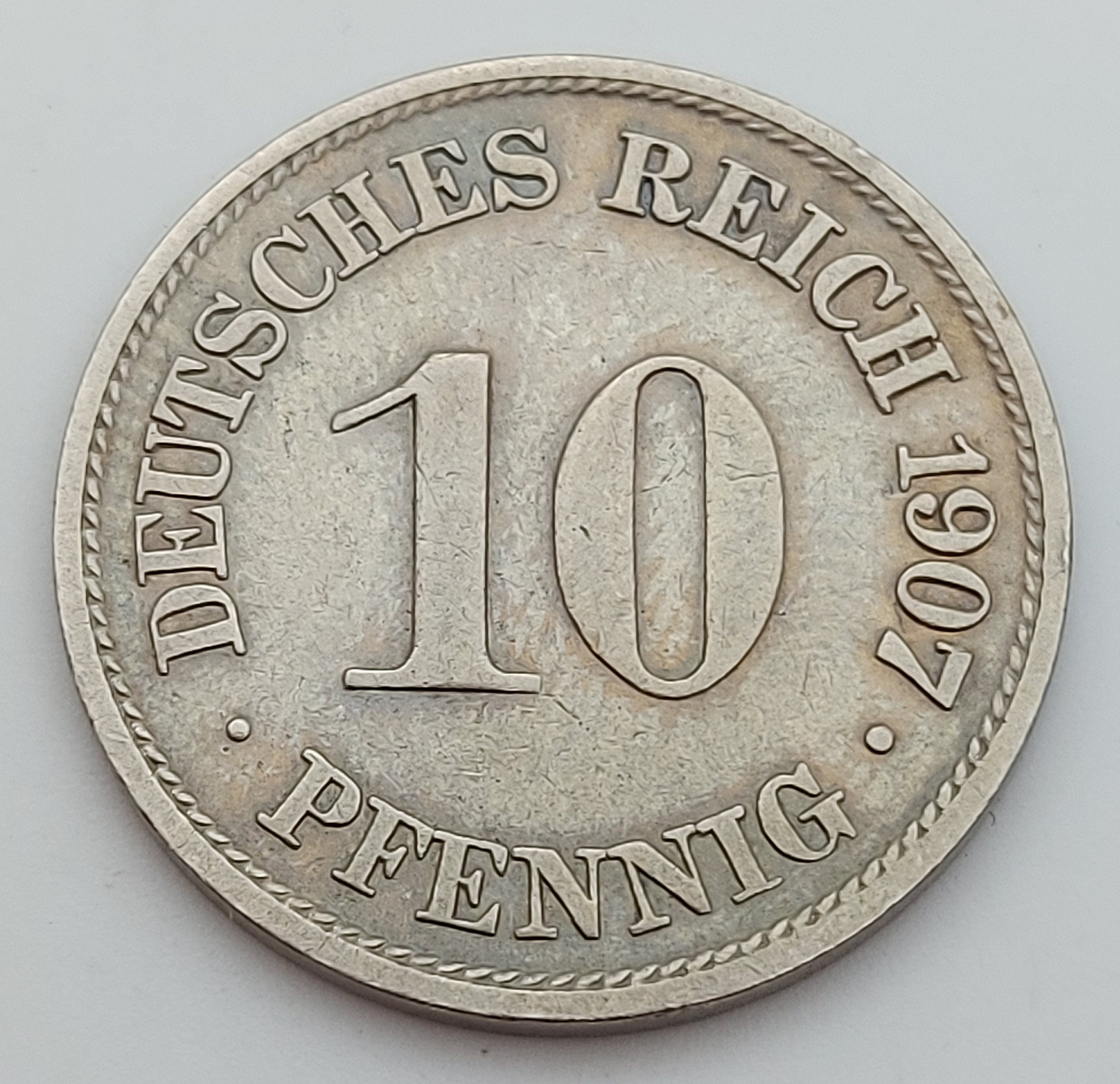 10 Pfennig 1907 A Germany Coin Original Coin Etsy