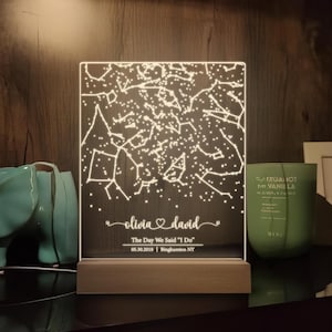 Placa con mapa estelar personalizado, La noche en que nos conocimos, Mapa del cielo nocturno con coordenadas personalizadas, Regalo para pareja, Aniversario, Regalo de boda